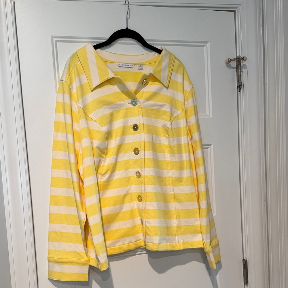 Isaac Mizrahi Yellow and Cream Striped Shirt